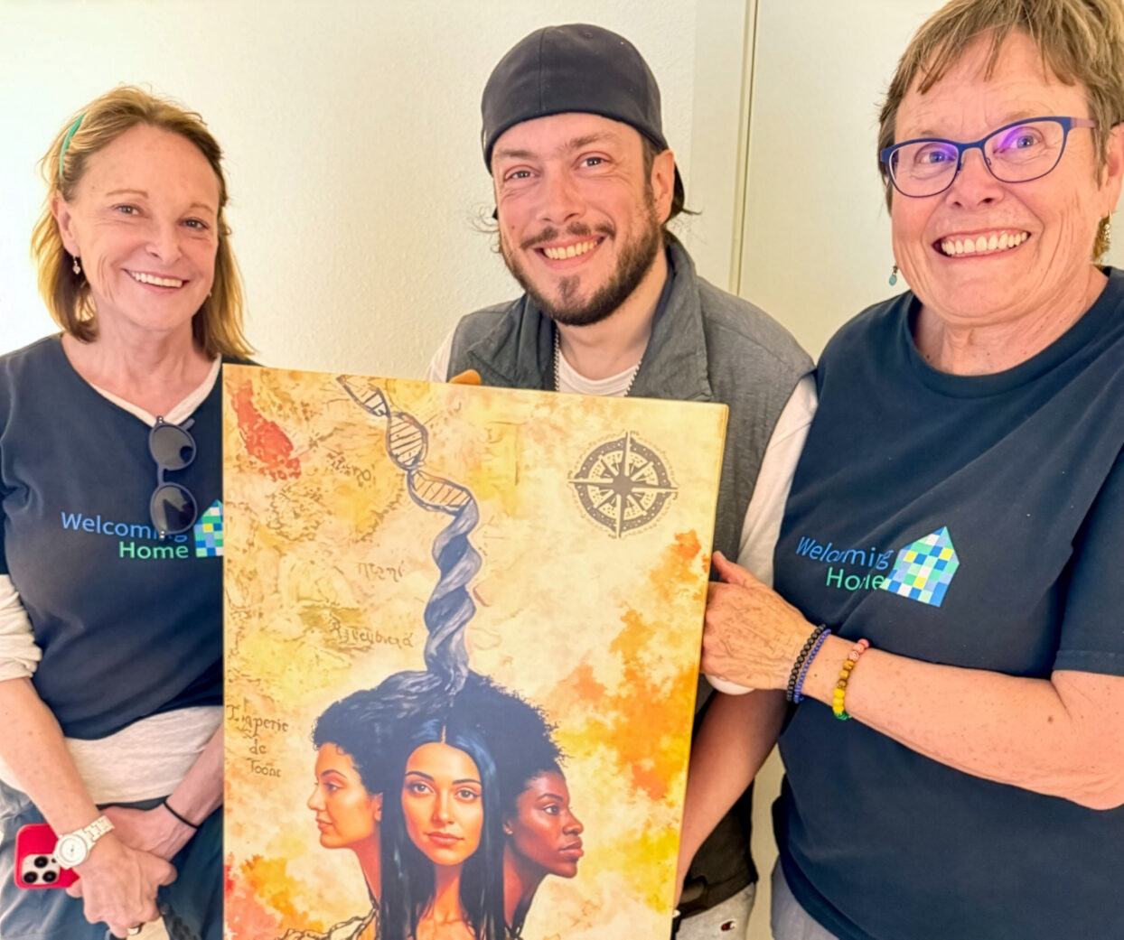 Welcoming Home Volunteers Marsha & Laura with James.